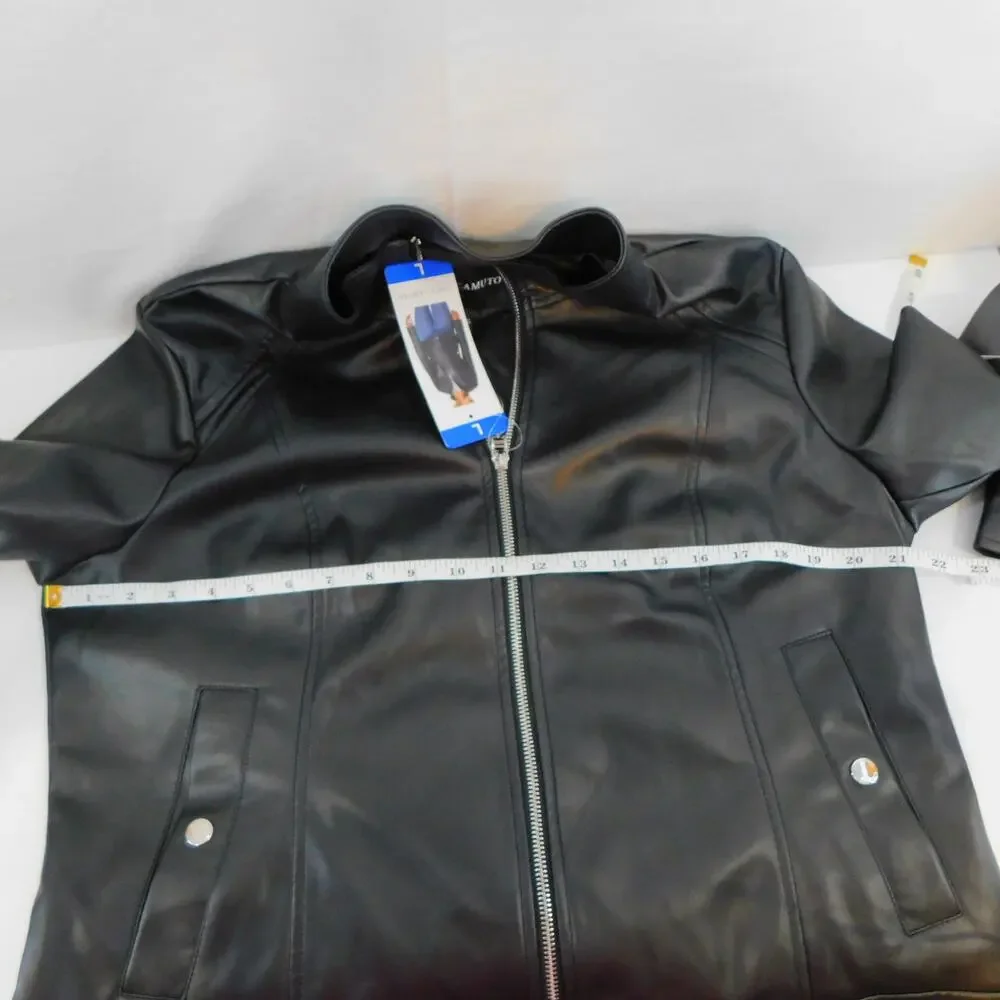 Vince Camuto Women's Black Viral Faux Leather Jacket Large New